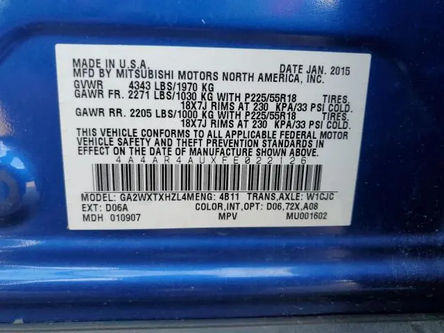 2015 MITSUBISHI OUTLANDER SPORT SE