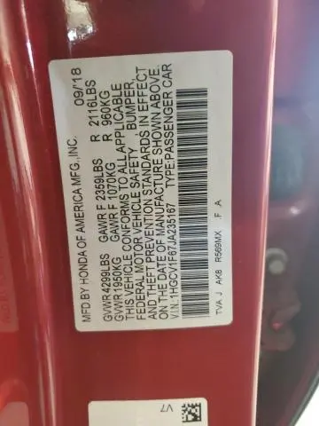 2018 HONDA ACCORD EXL  