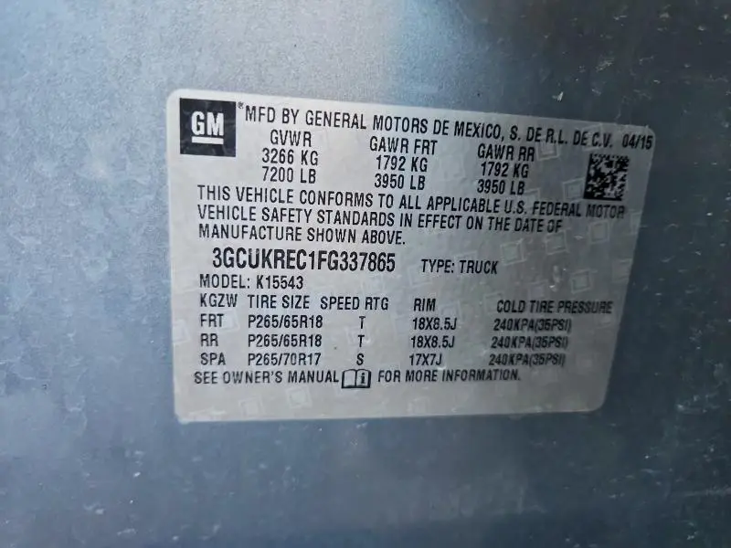 2015 CHEVROLET SILVERADO K1500 LT  