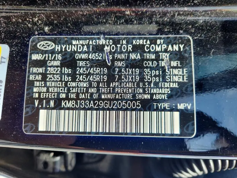 2016 HYUNDAI TUCSON LIMITED  