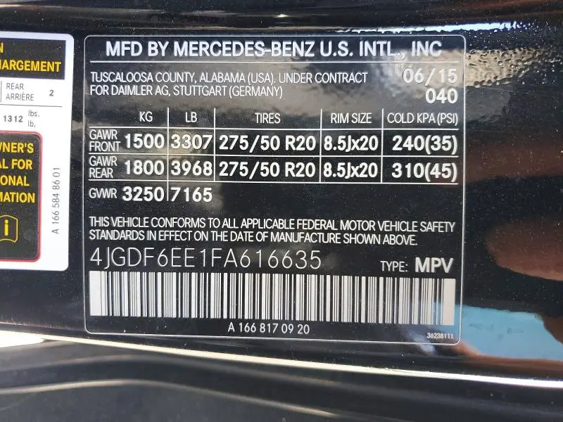 2015 MERCEDES-BENZ GL 450 4MATIC  