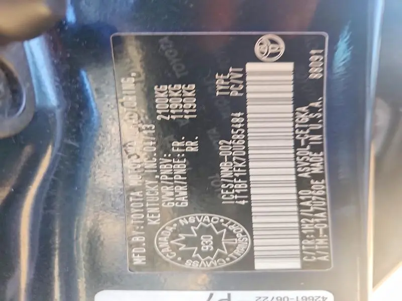 2013 TOYOTA CAMRY L  