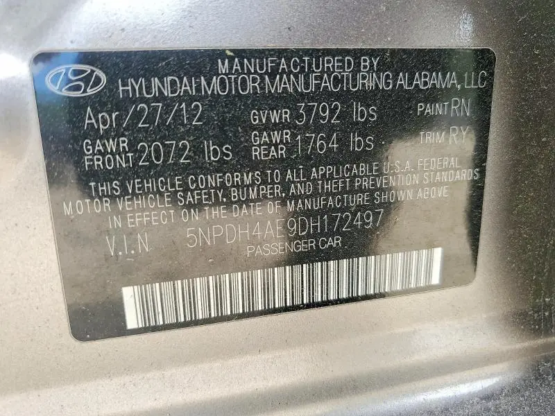 2013 HYUNDAI ELANTRA LIMITED  