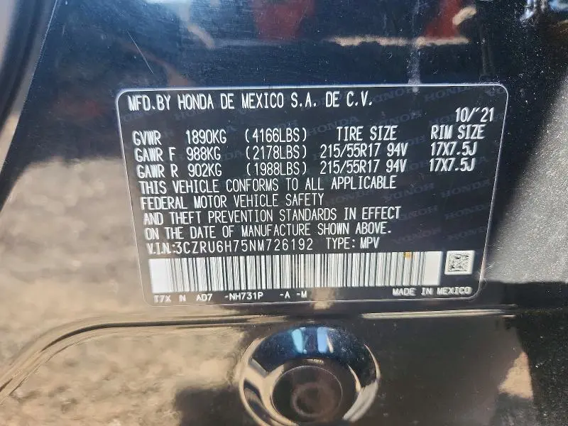 2022 HONDA HR-V EXL  
