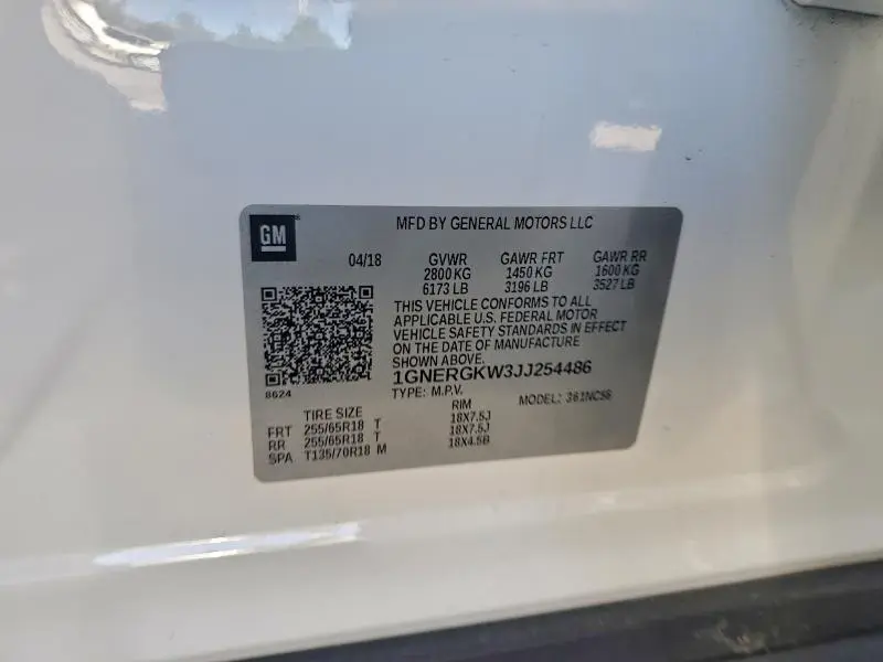 2018 CHEVROLET TRAVERSE LT  