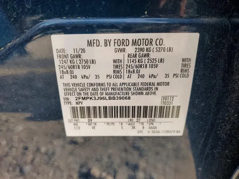 2020 FORD EDGE SEL  
