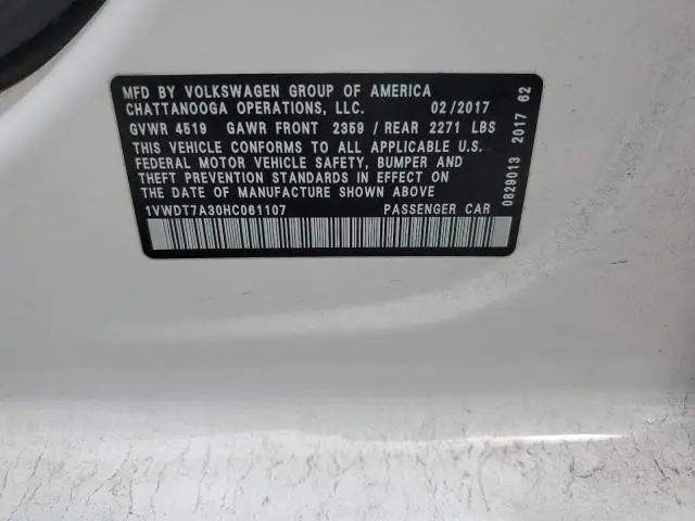 2017 VOLKSWAGEN PASSAT R-LINE  