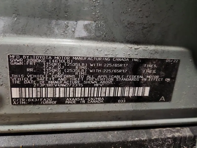 2022 TOYOTA RAV4 XLE  