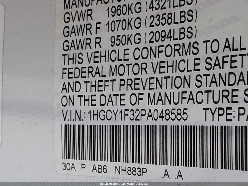2023 HONDA ACCORD EX