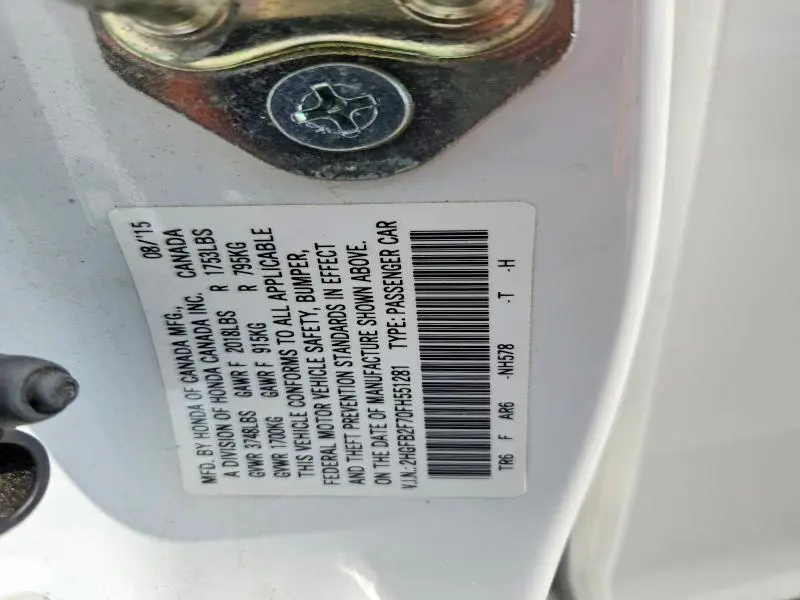 2015 HONDA CIVIC SE  