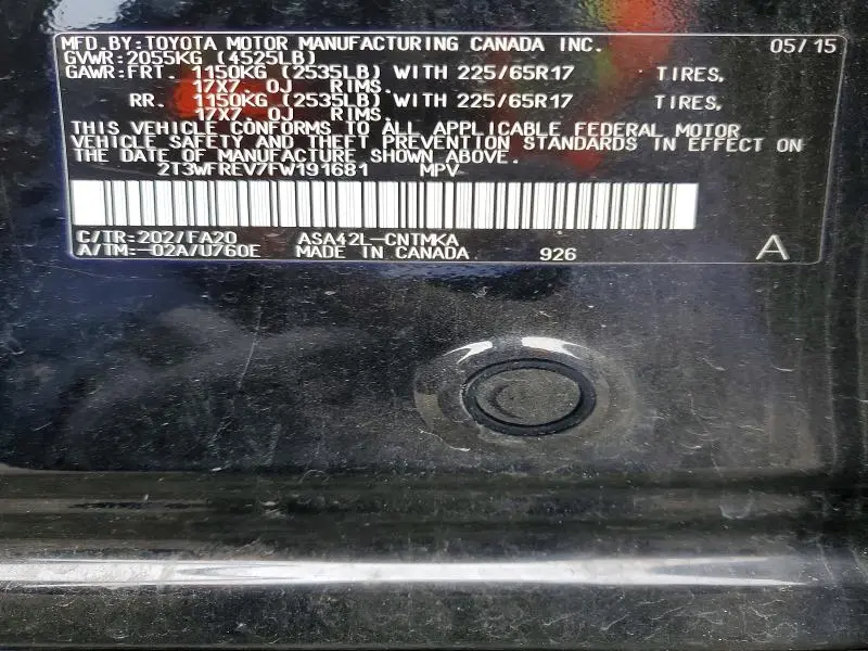 2015 TOYOTA RAV4 XLE  