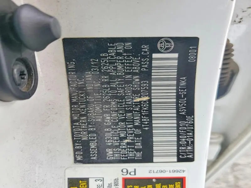 2012 TOYOTA CAMRY BASE  