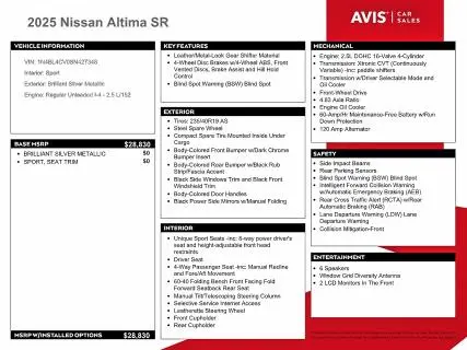 2025 NISSAN ALTIMA SR  