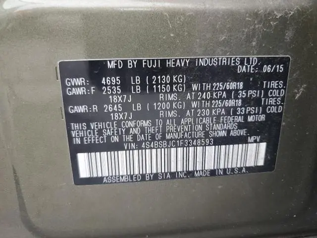 2015 SUBARU OUTBACK 2.5I LIMITED  