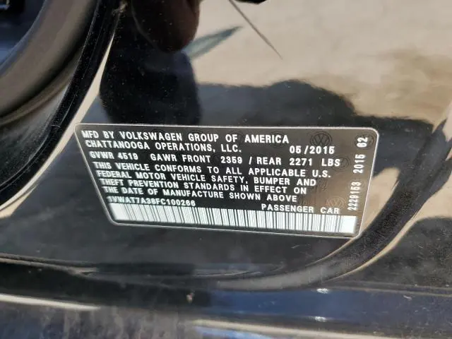 2015 VOLKSWAGEN PASSAT S  
