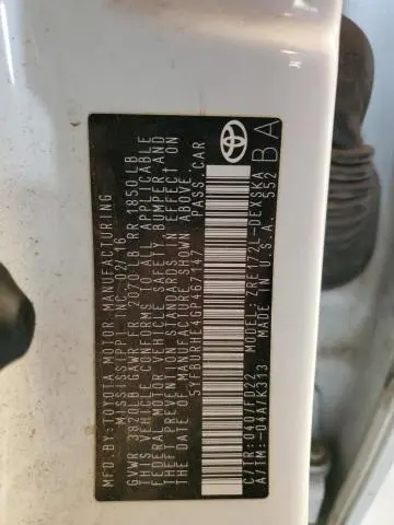 2016 TOYOTA COROLLA L