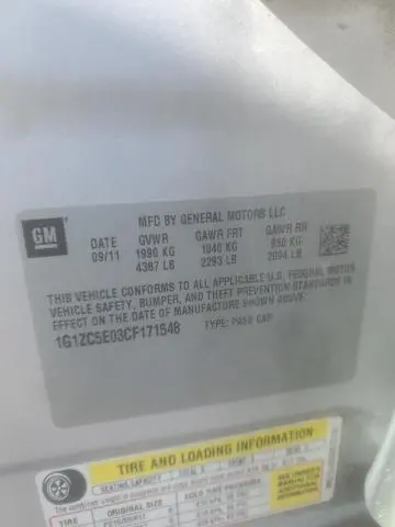 2012 CHEVROLET MALIBU 1LT  