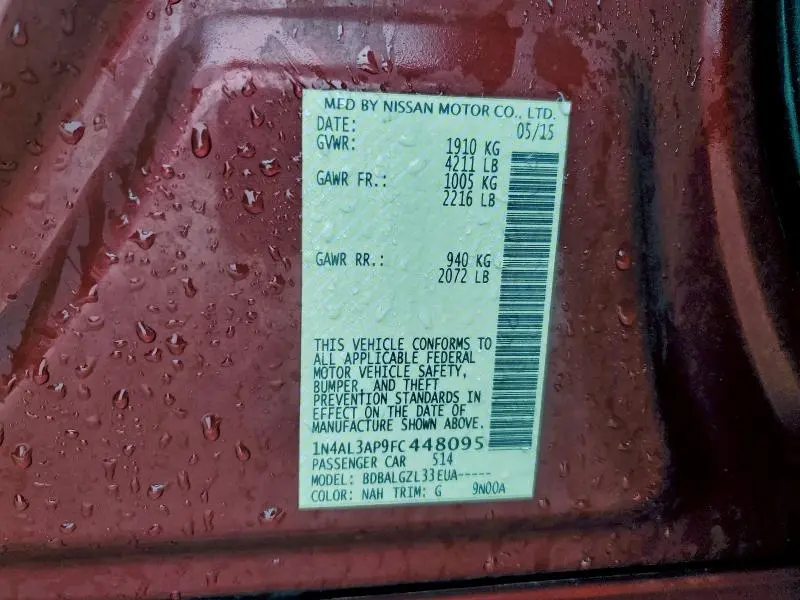 2015 NISSAN ALTIMA 2.5  