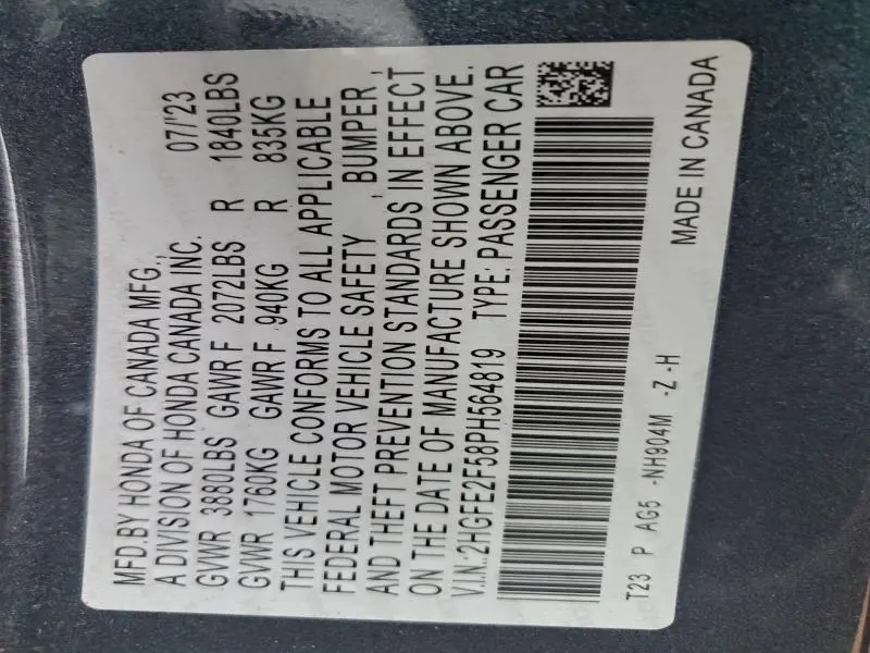 2023 HONDA CIVIC SPORT  