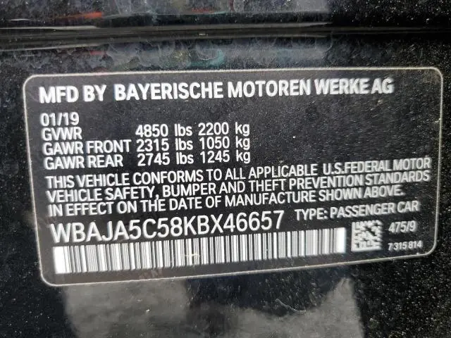 2019 BMW 530 I