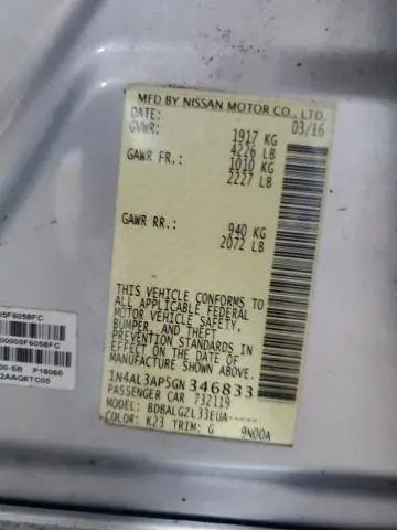 2016 NISSAN ALTIMA 2.5  