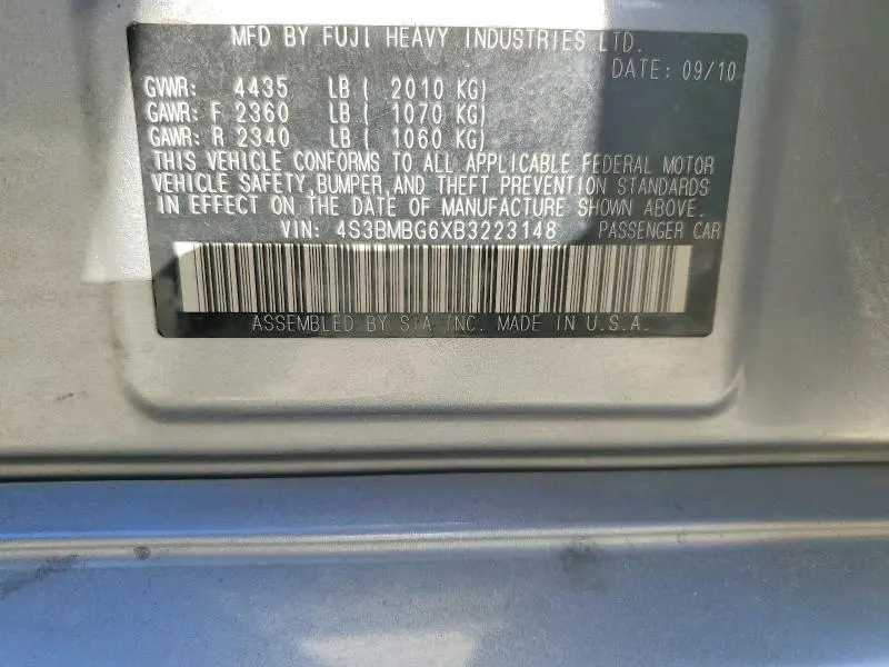 2011 SUBARU LEGACY 2.5I PREMIUM  