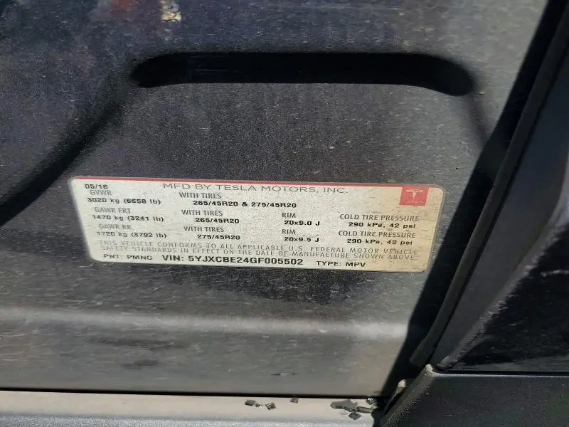 2016 TESLA MODEL X   