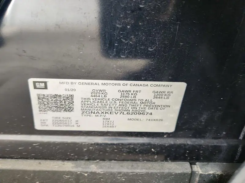 2020 CHEVROLET EQUINOX LT  