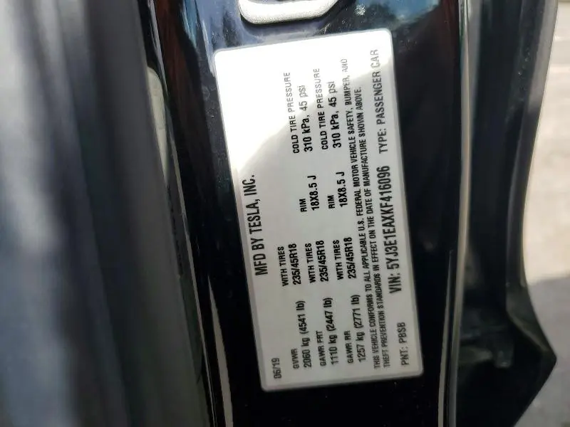 2019 TESLA MODEL 3   