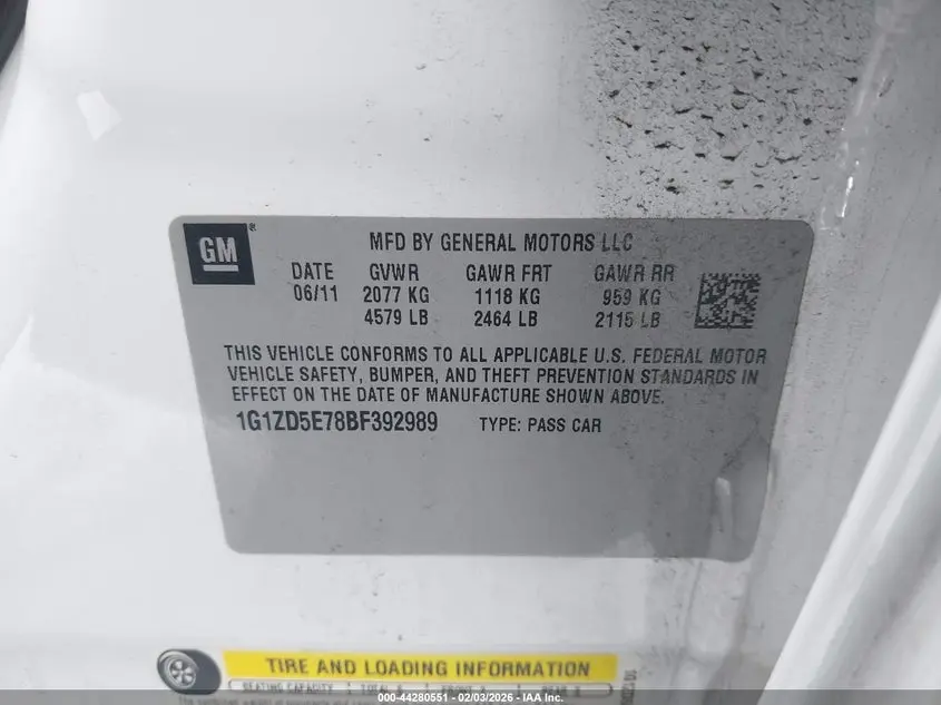 2011 CHEVROLET MALIBU 2LT