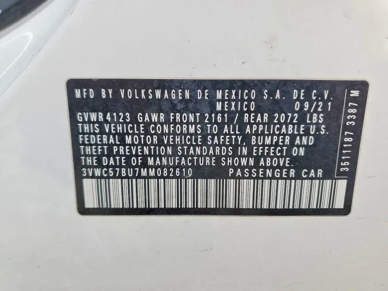 2021 VOLKSWAGEN JETTA S  