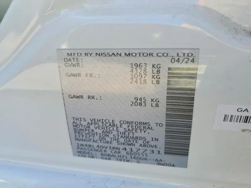2024 NISSAN ALTIMA SV  