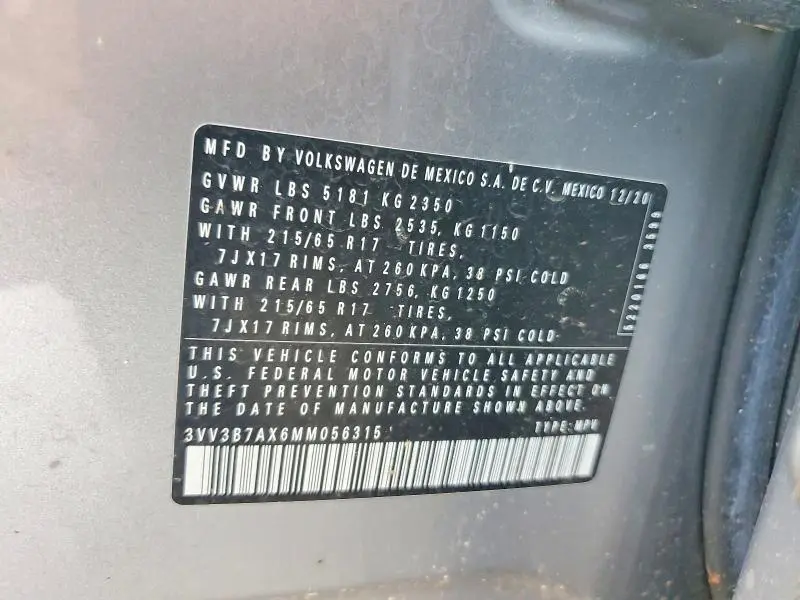 2021 VOLKSWAGEN TIGUAN SE  