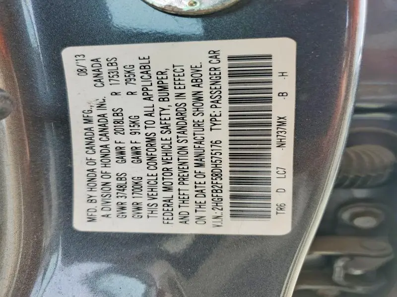 2013 HONDA CIVIC LX  