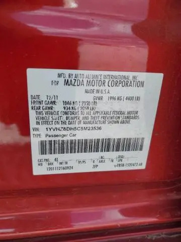 2012 MAZDA 6 I  