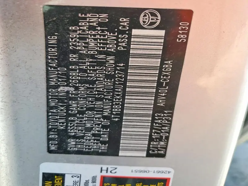 2010 TOYOTA CAMRY HYBRID  