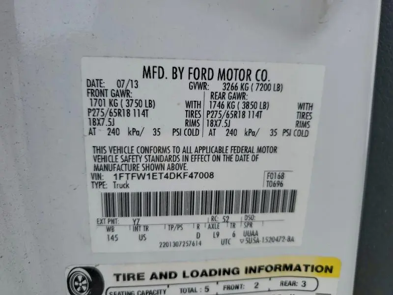 2013 FORD F150 SUPERCREW  