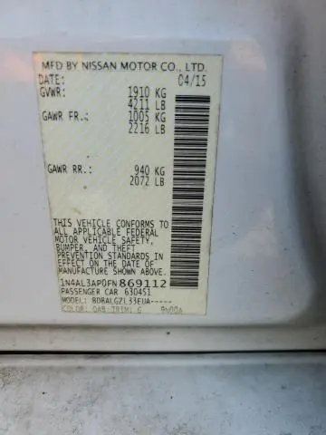 2015 NISSAN ALTIMA 2.5  