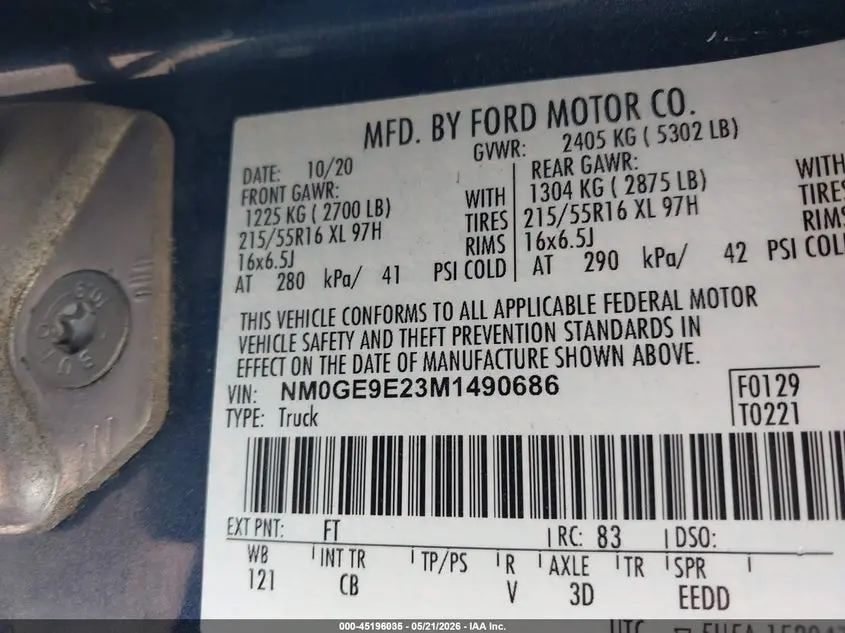 2021 FORD TRANSIT CONNECT XL PASSENGER