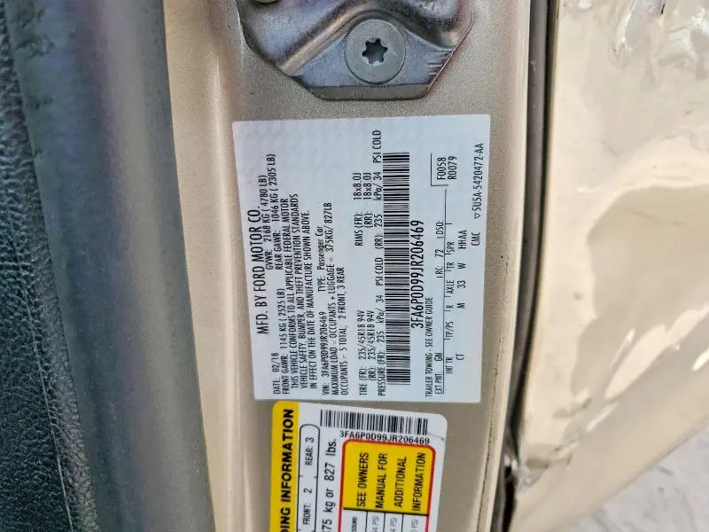 2018 FORD FUSION TITANIUM/PLATINUM  