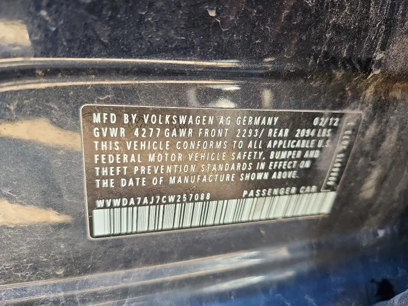 2012 VOLKSWAGEN GOLF   