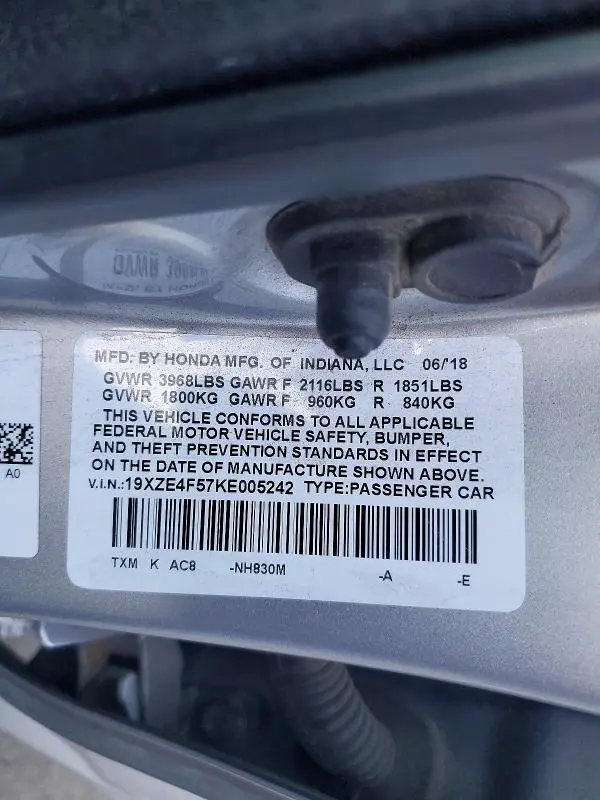 2019 HONDA INSIGHT EX  