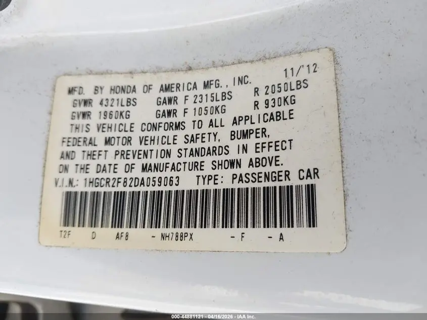 2013 HONDA ACCORD EX-L