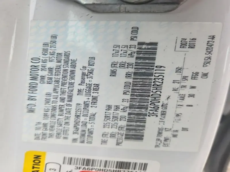 2017 FORD FUSION SE  