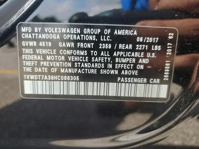 2017 VOLKSWAGEN PASSAT R-LINE  