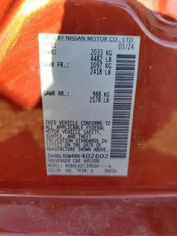 2024 NISSAN ALTIMA SV  