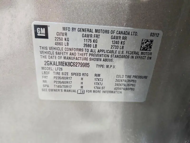 2012 GMC TERRAIN SLE  