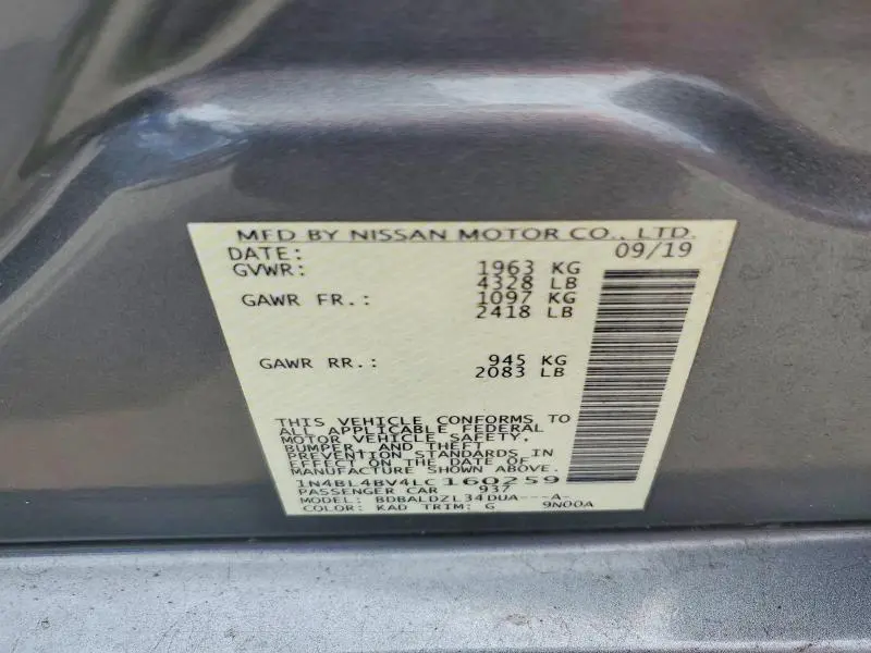 2020 NISSAN ALTIMA S  