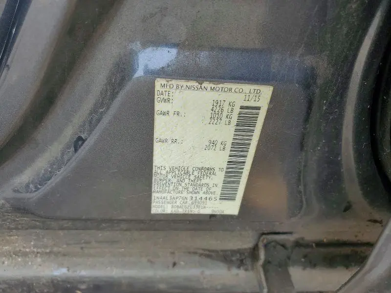 2016 NISSAN ALTIMA 2.5 S  