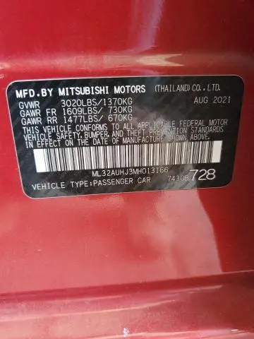 2021 MITSUBISHI MIRAGE ES  